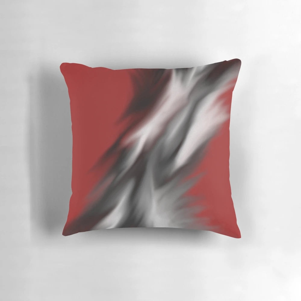 Decorative red and black abstract pattern throw pillow for living room or bedroom
