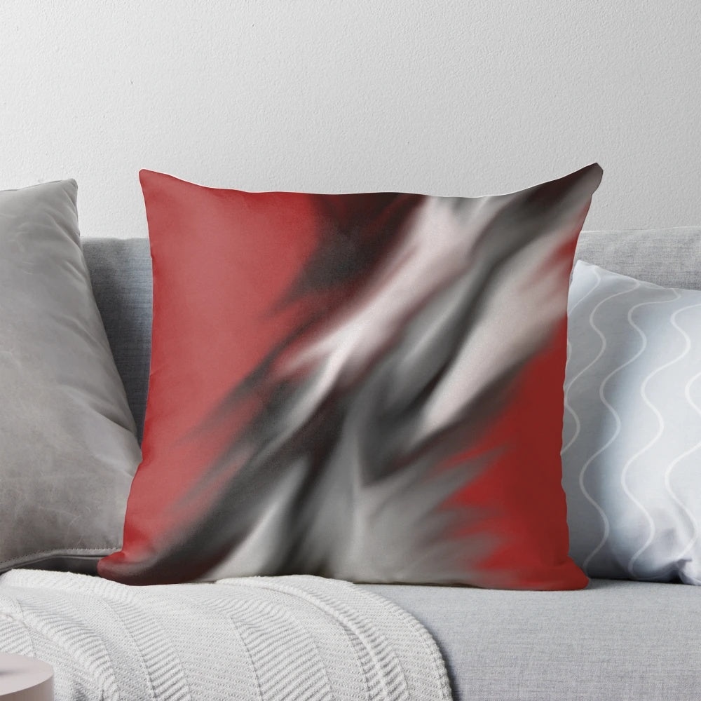 Decorative red and black abstract pattern throw pillow for living room or bedroom