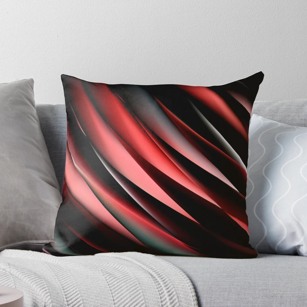 Decorative red and black abstract pattern throw pillow