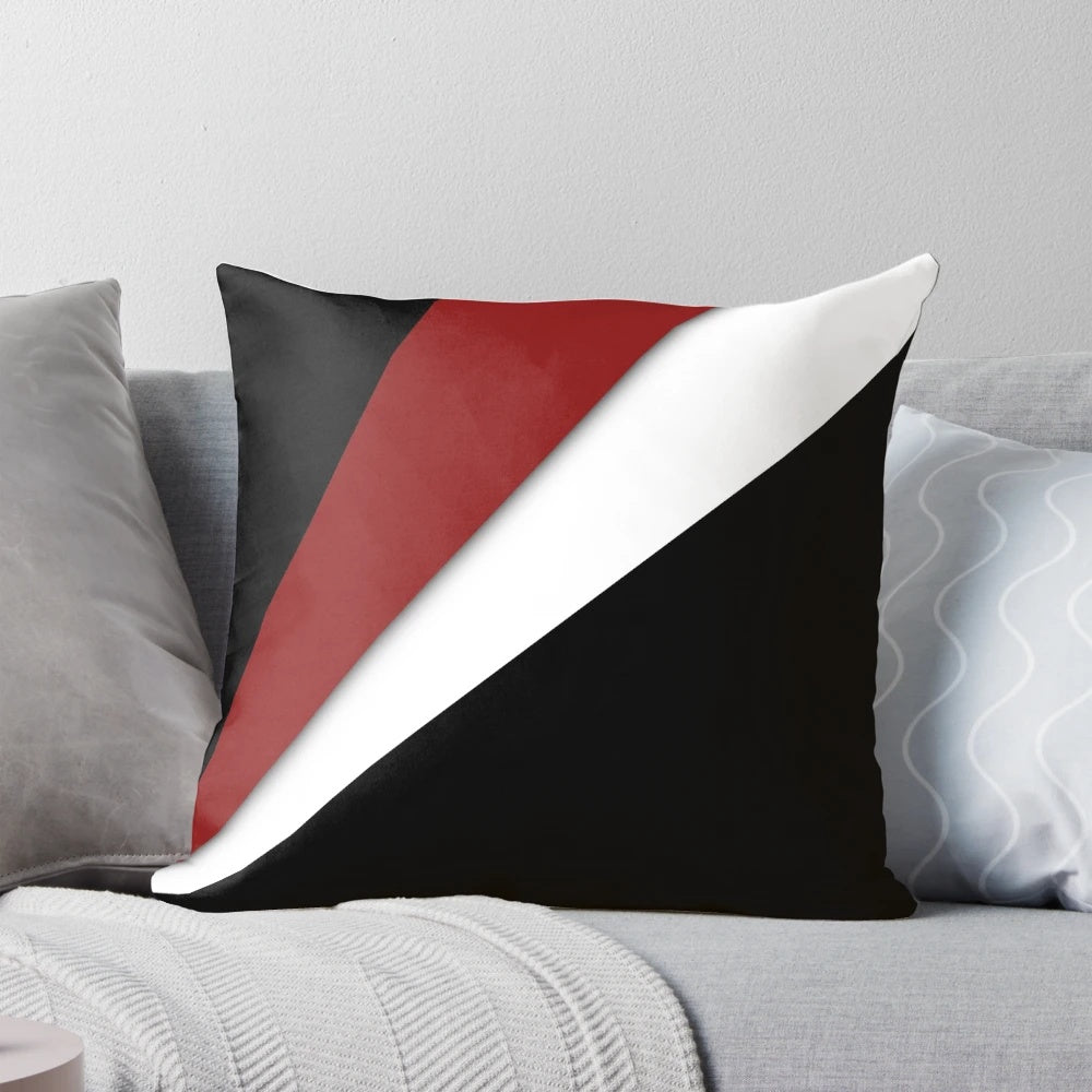 Decorative red and white abstract patterned accent pillow for modern home decor