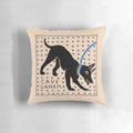 Decorative throw pillow featuring ancient Roman dog Latin mosaic design