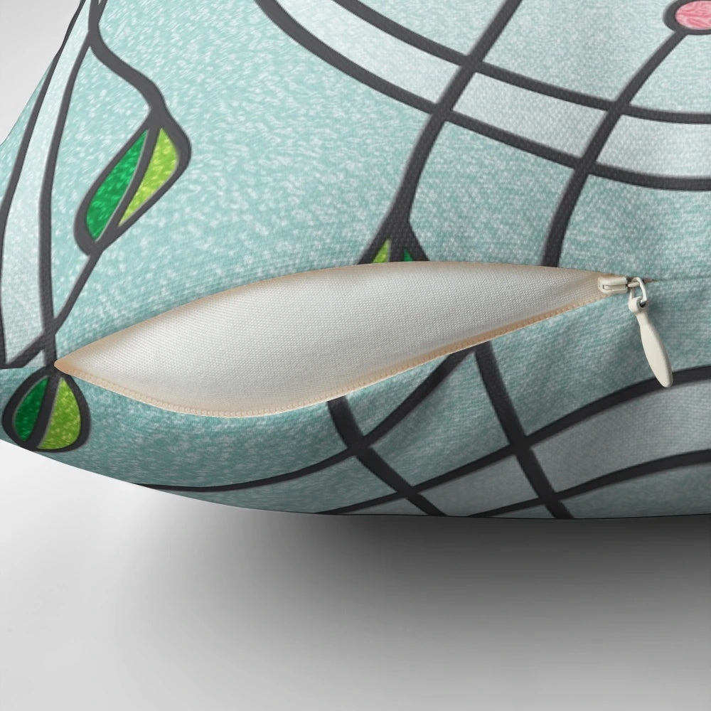 Beautiful rose-patterned pillow featuring the iconic Mackintosh design