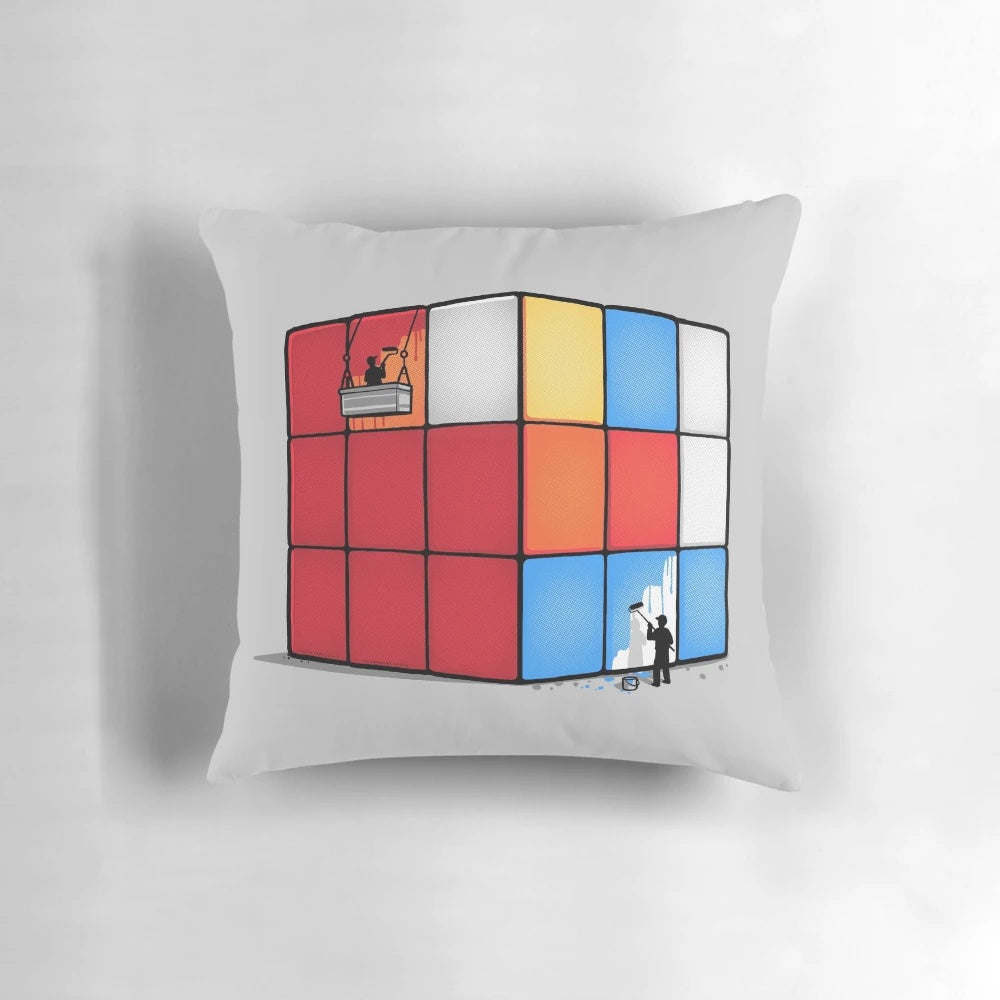 A vibrant and playful Rubik's Cube-inspired pillow that adds a touch of whimsy to any space.