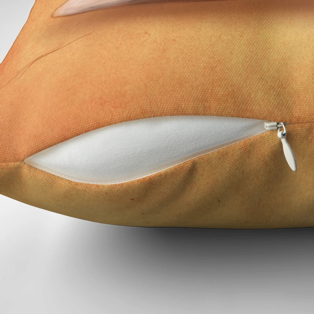 Soft, plush pillow featuring a smiling red fox, a charming addition to any home decor.