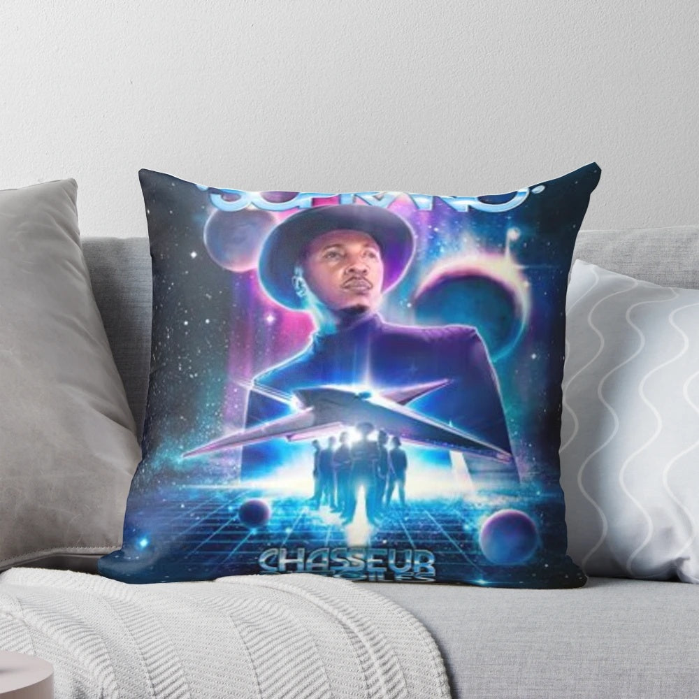Decorative pillow inspired by the Soprano Star Hunter music album cover art