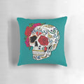 Heartbreak Sugar Skull Decorative Throw Pillow with Floral Design