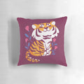 Soft, plush tiger pillow with a beautiful floral design