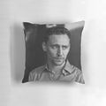 Soft and plush decorative pillow featuring an image of actor Tom Hiddleston as the Marvel character Loki