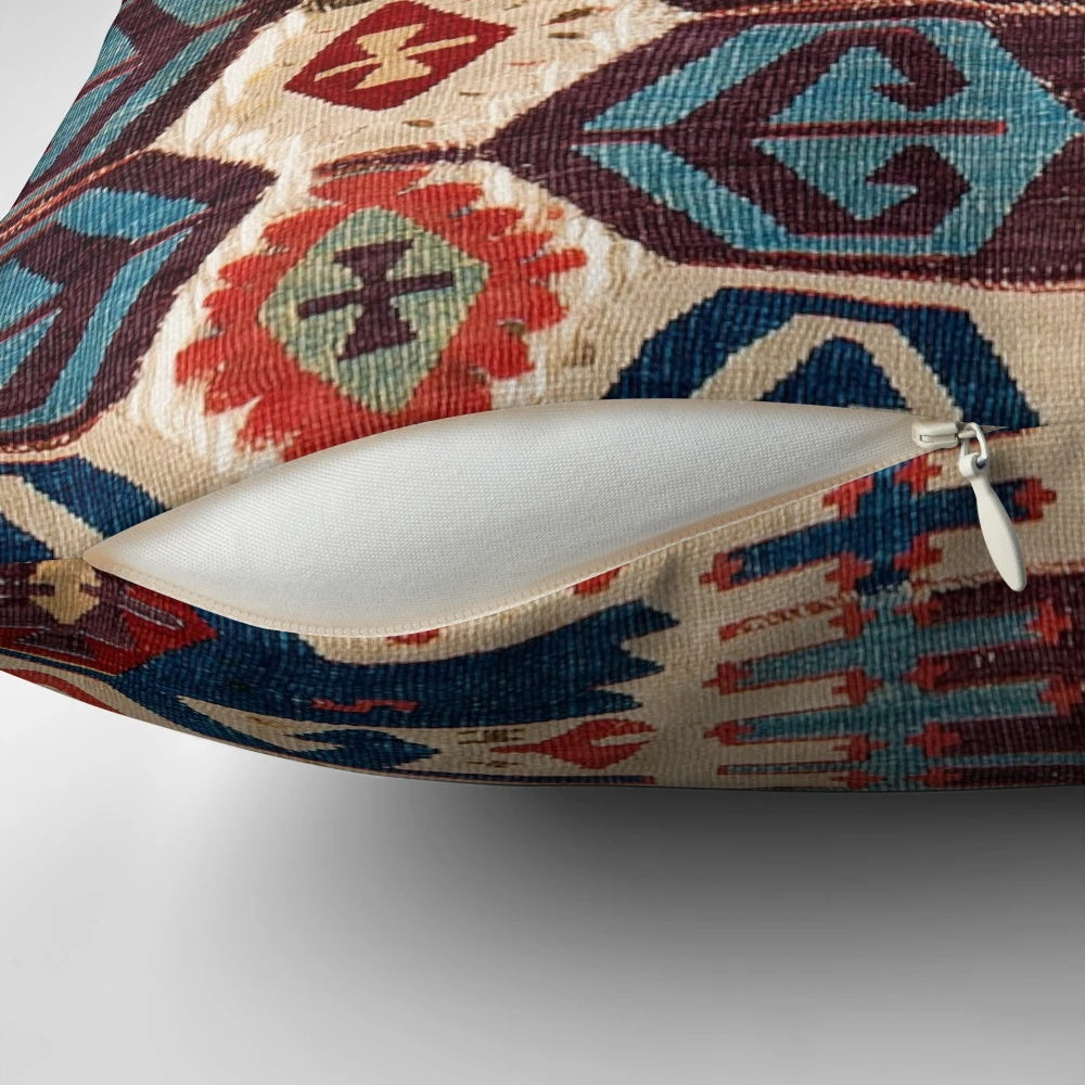 Aksaray-inspired tribal kilim print decorative throw pillow