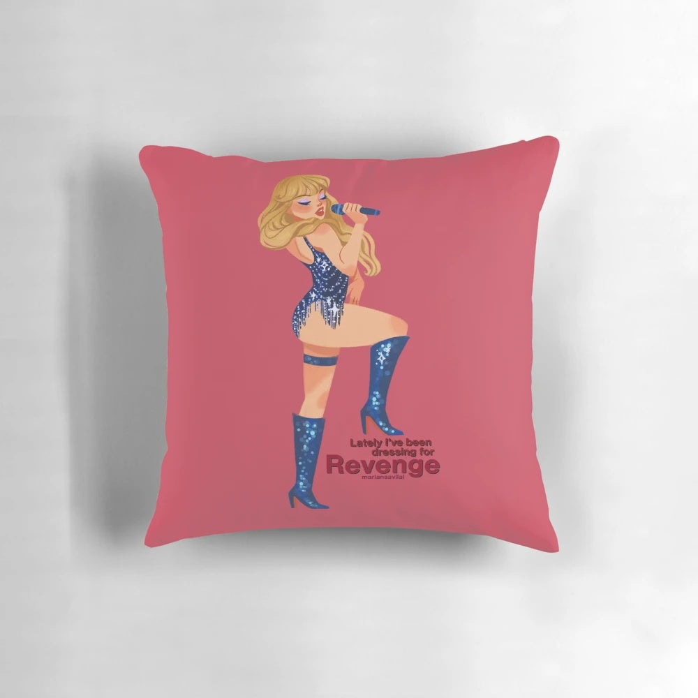 Decorative vigilante revenge throw pillow with edgy design for home decor
