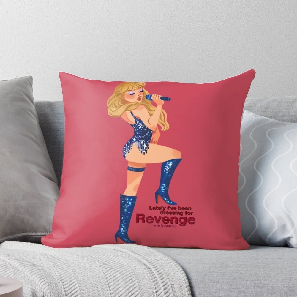 Decorative vigilante revenge throw pillow with edgy design for home decor