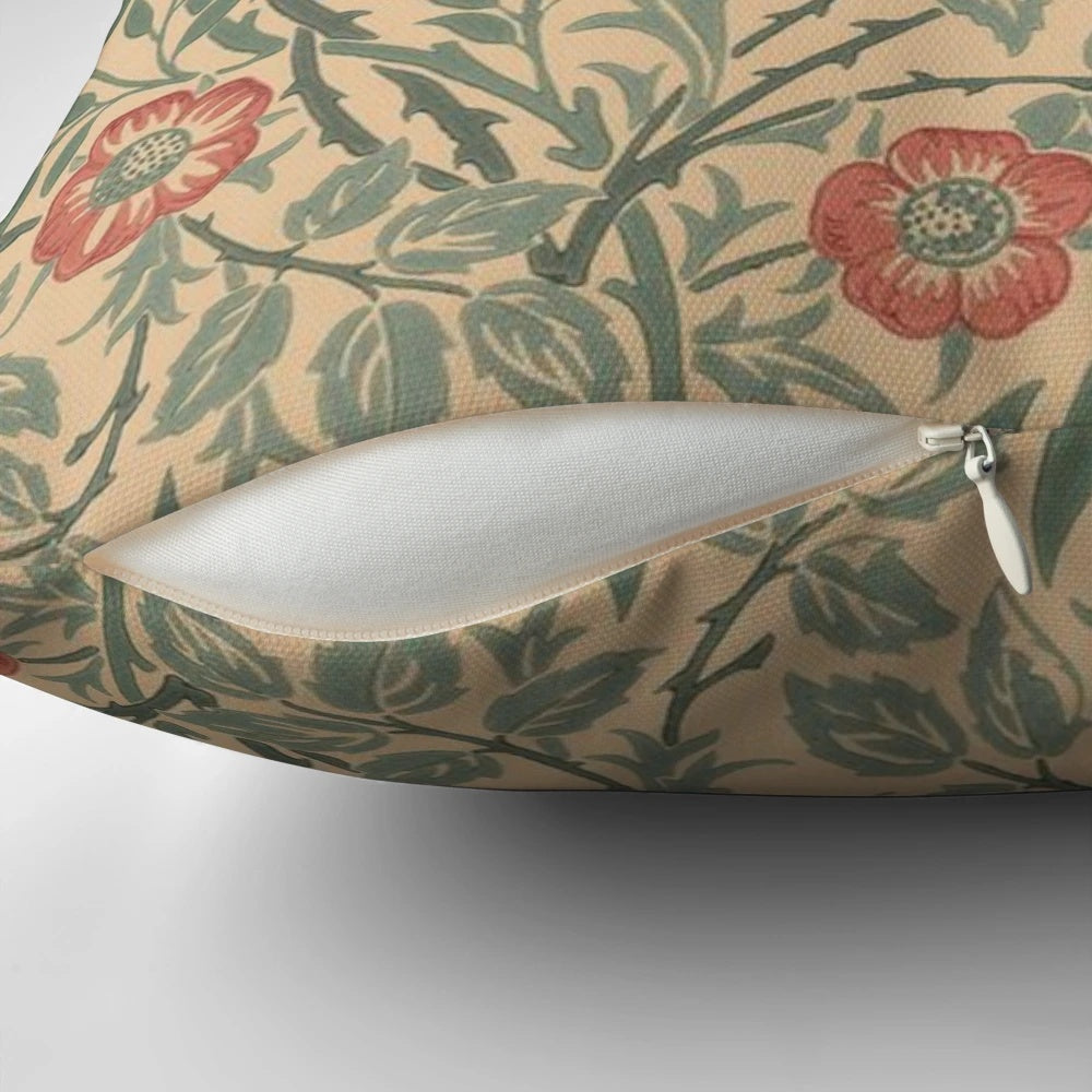 Decorative pillow featuring a floral design inspired by the iconic artwork of William Morris.
