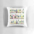 Decorative throw pillow featuring wine bottles and the word "Cheers