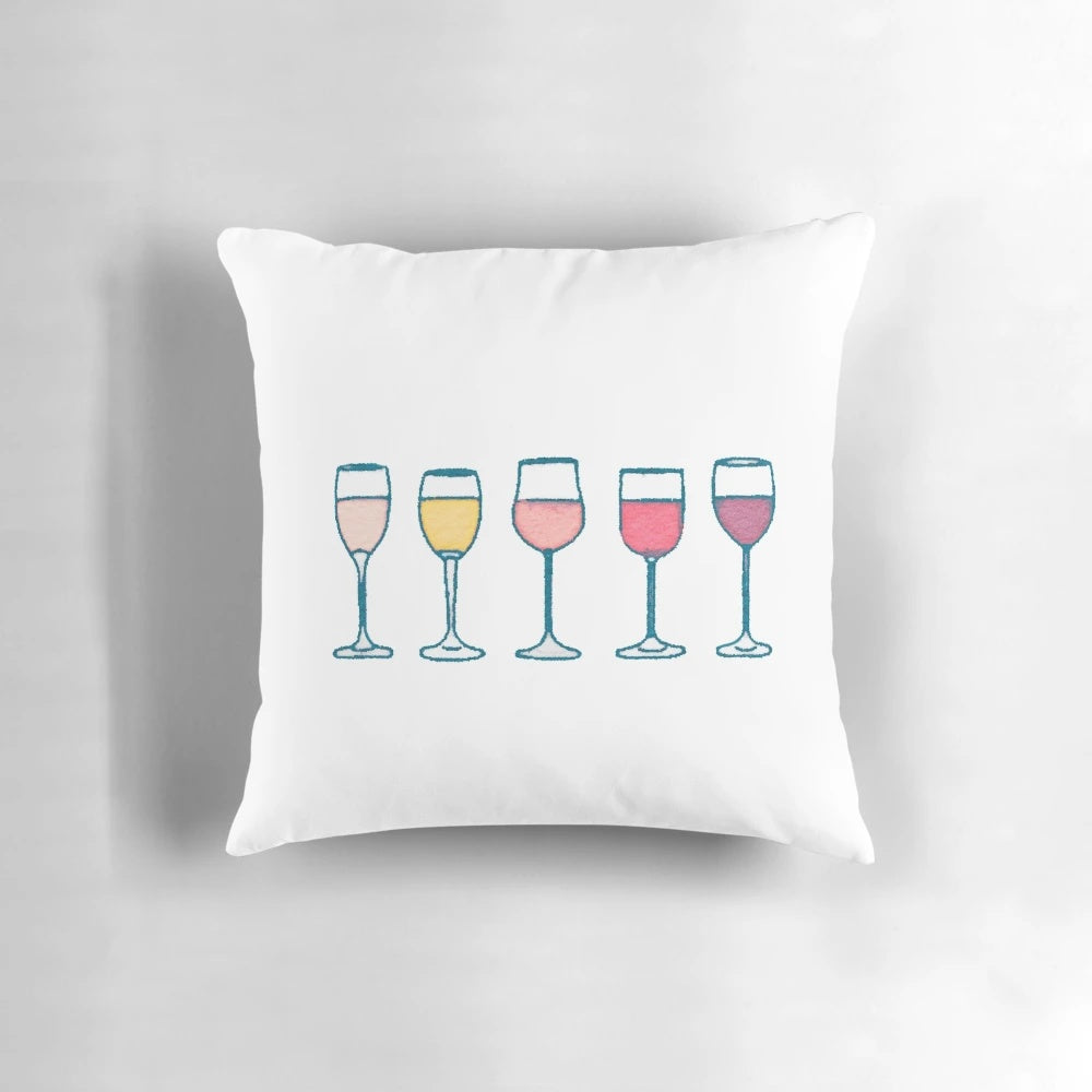 Cozy wine pillow with wine glass design, perfect for wine enthusiasts