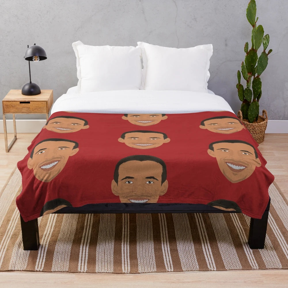 Plush blanket featuring portrait of Joel Matip, Cameroon footballer and Liverpool player