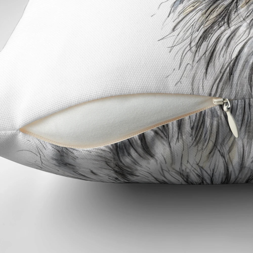 Soft, comfortable pillow featuring a deerhound, wolfhound, and scruffy lurcher design, perfect for Scottish deerhound owners.