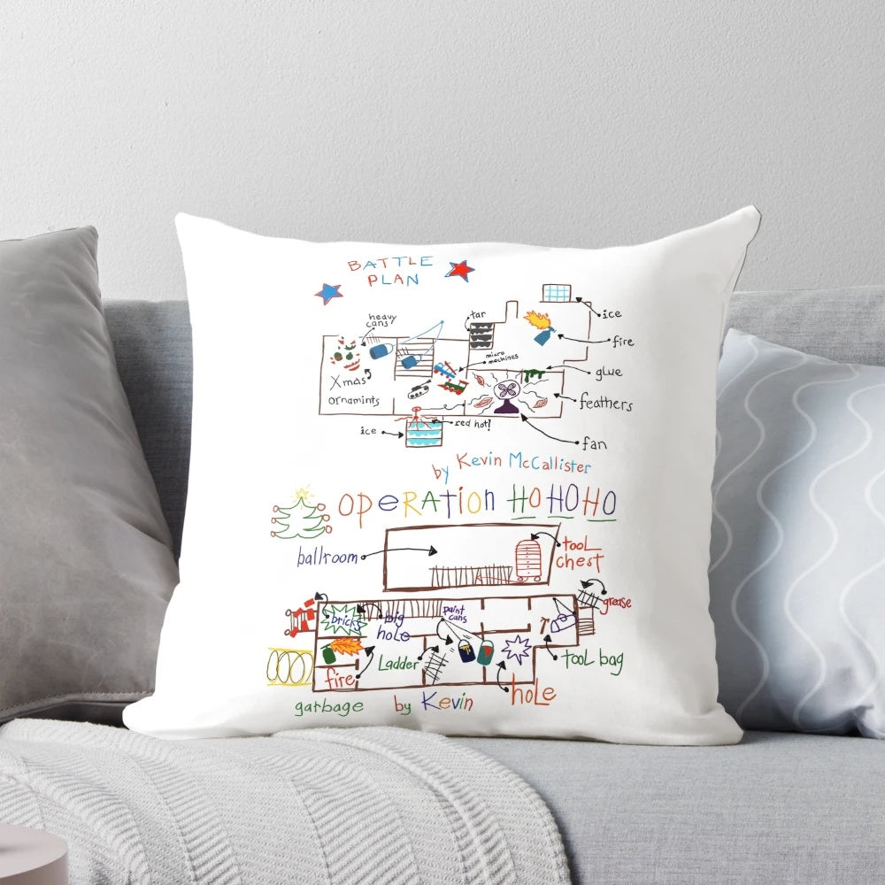 Battle Plan Pillow with Home Alone Movie Inspired Design