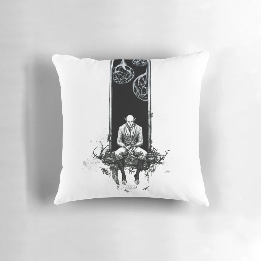 Degrees of Separation Fantasy Pillow with Dragon Age Eluvian and Dread Wolf Design