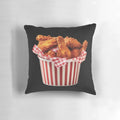 A realistic-looking fried chicken bucket pillow with crispy, golden-brown chicken pieces.