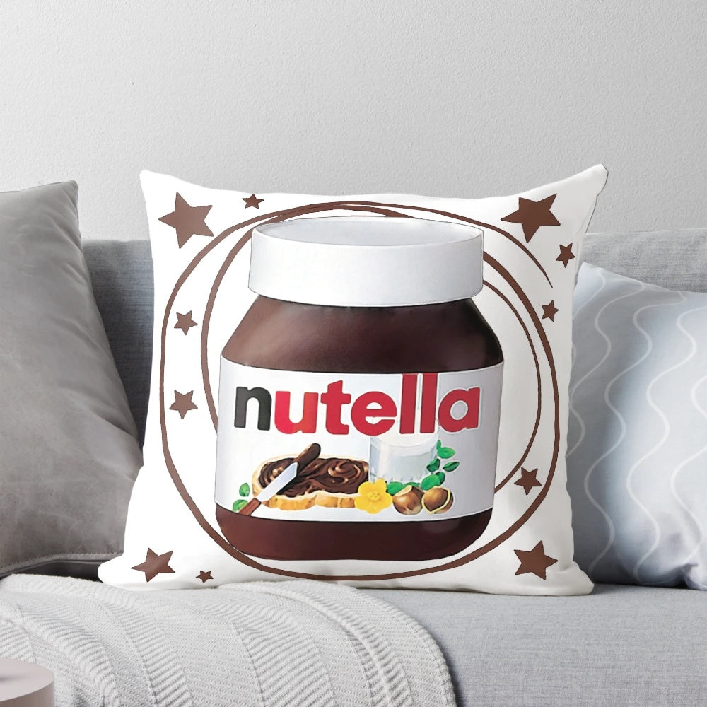 A decorative pillow featuring a delightful Nutella-inspired swirl design