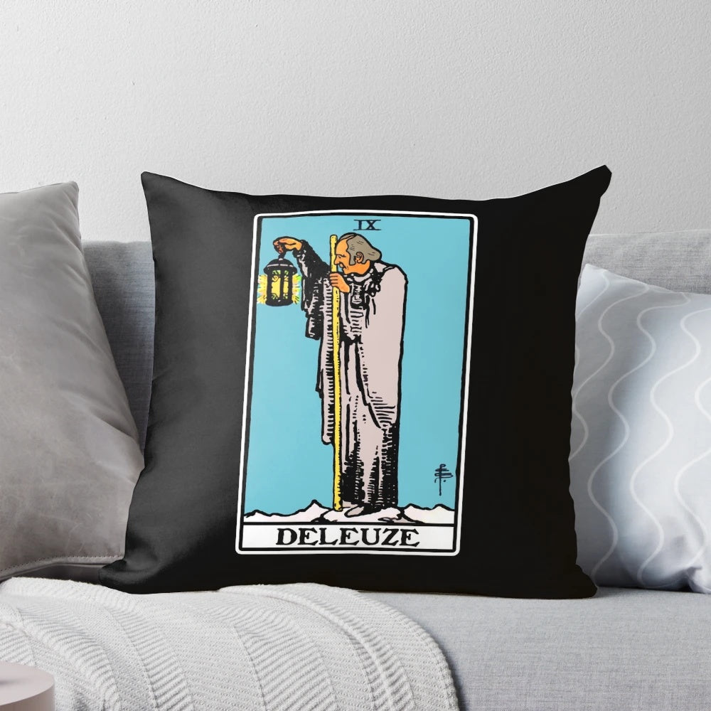 Deleuze Hermit Tarot Card Pillow - Existential Philosophy Decor