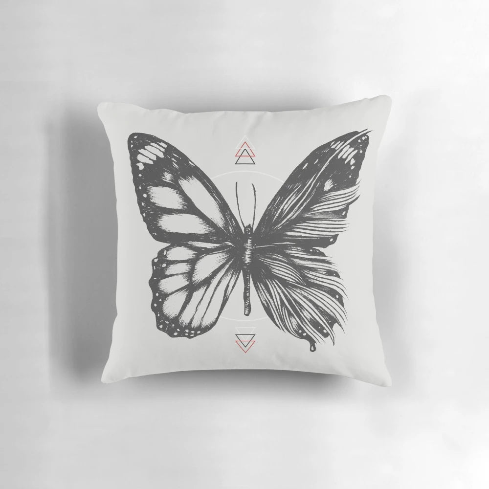 Delicate Existence Conceptual Butterfly Pillow with surreal, abstract design