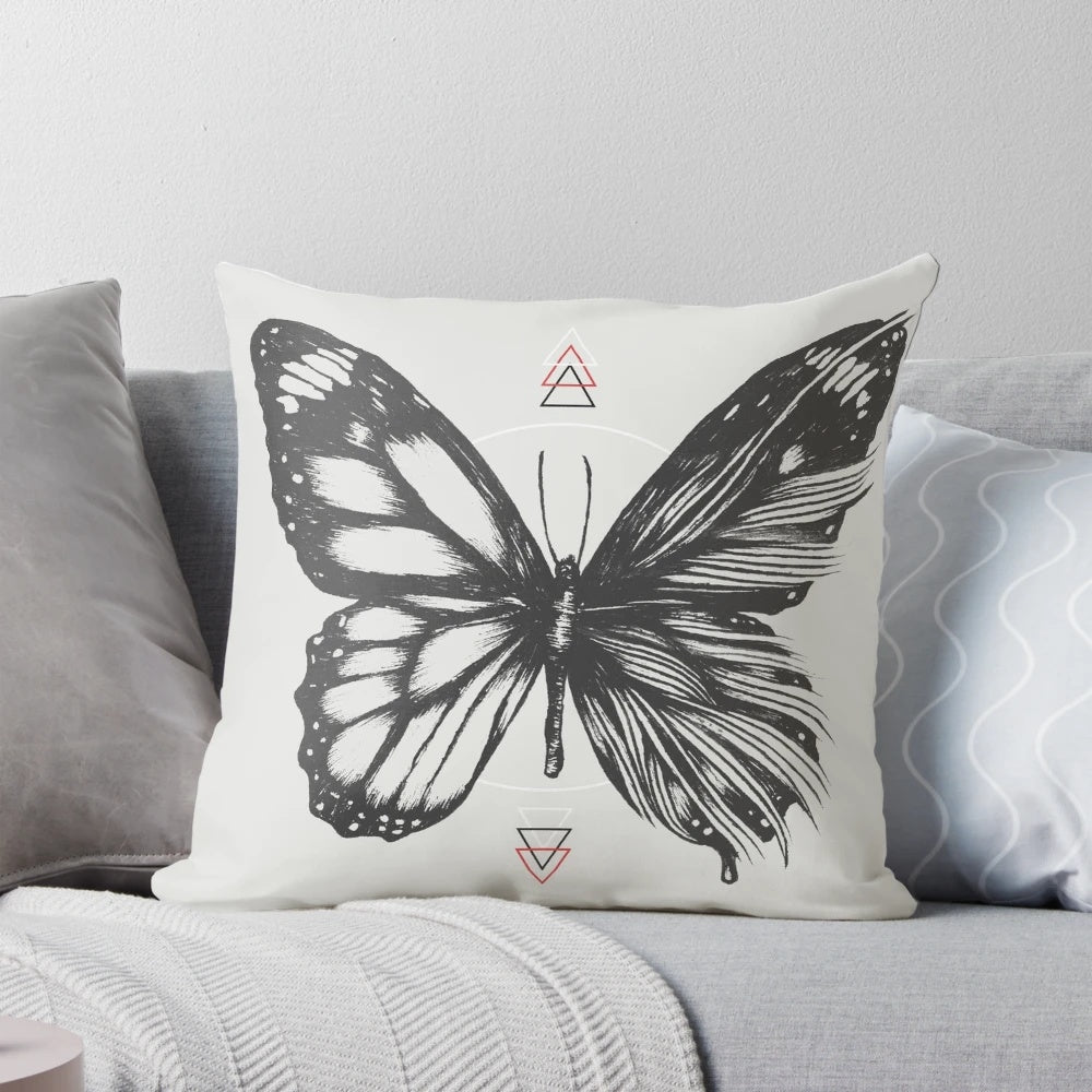Delicate Existence Conceptual Butterfly Pillow with surreal, abstract design
