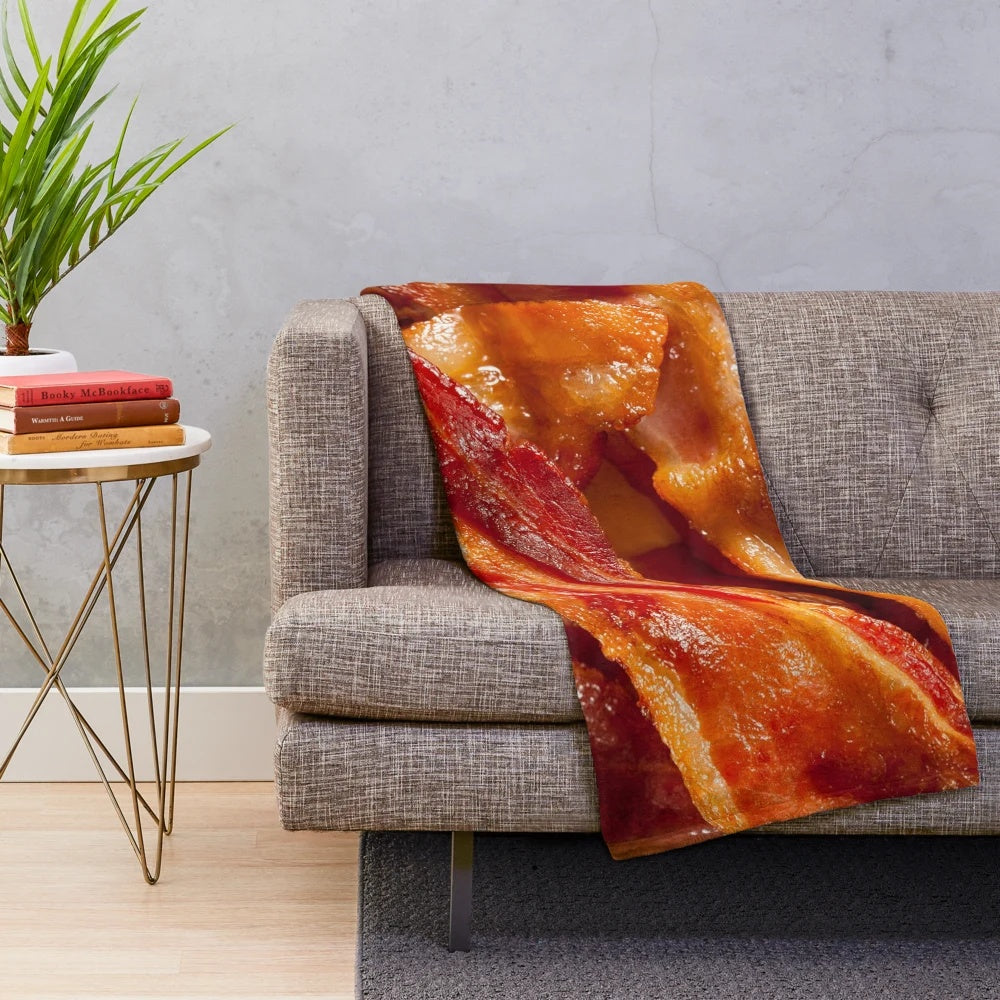 Delicious bacon texture pattern plush blanket for meat lovers