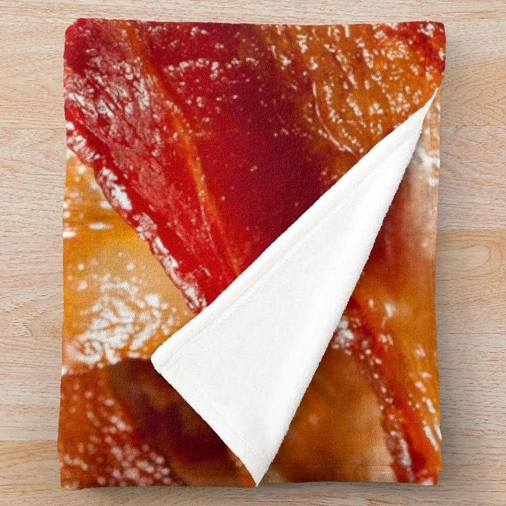 Delicious bacon texture pattern plush blanket for meat lovers