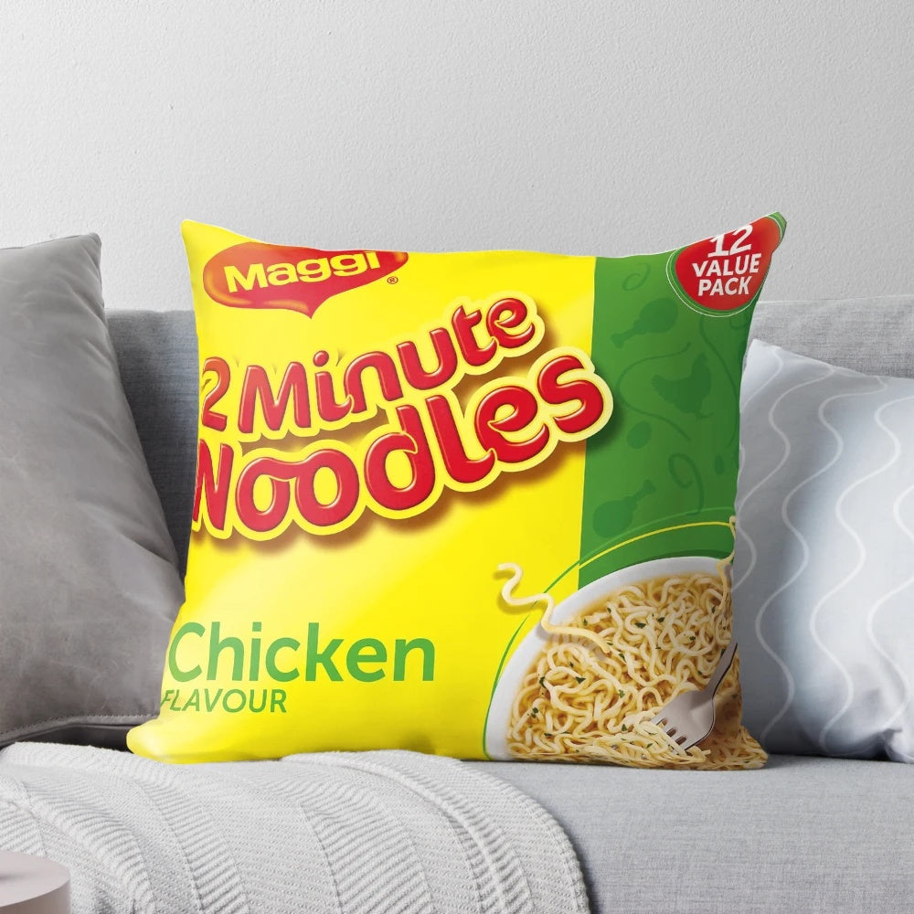 Pillow-soft packaging of savory chicken-flavored instant noodles
