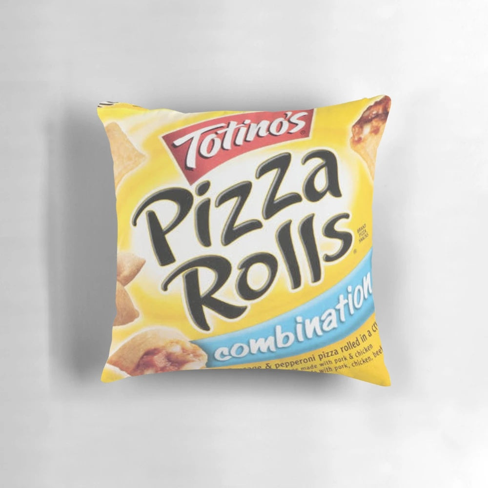 Soft, plush pillow in the shape of a pizza roll, perfect for food-themed home decor.