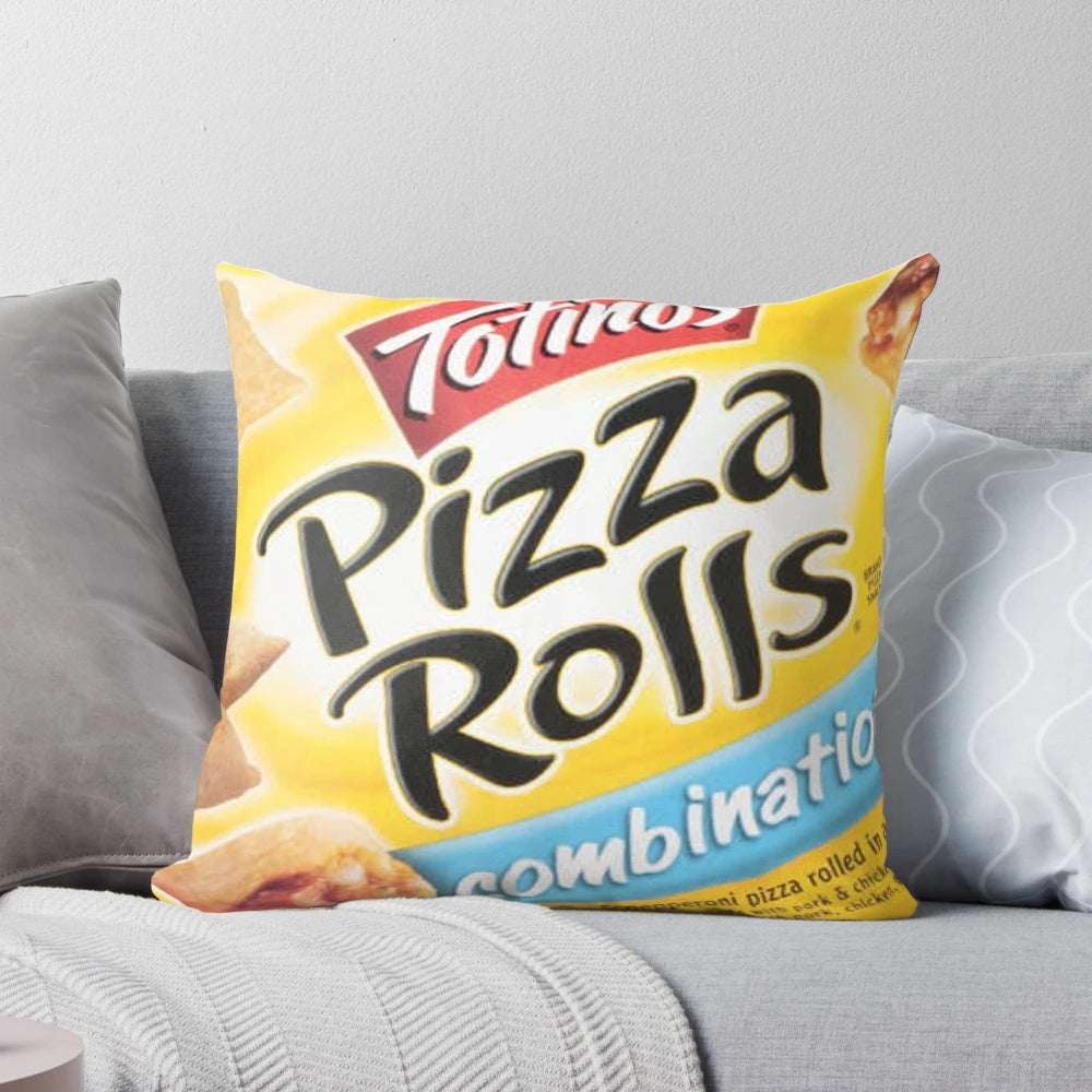 Soft, plush pillow in the shape of a pizza roll, perfect for food-themed home decor.