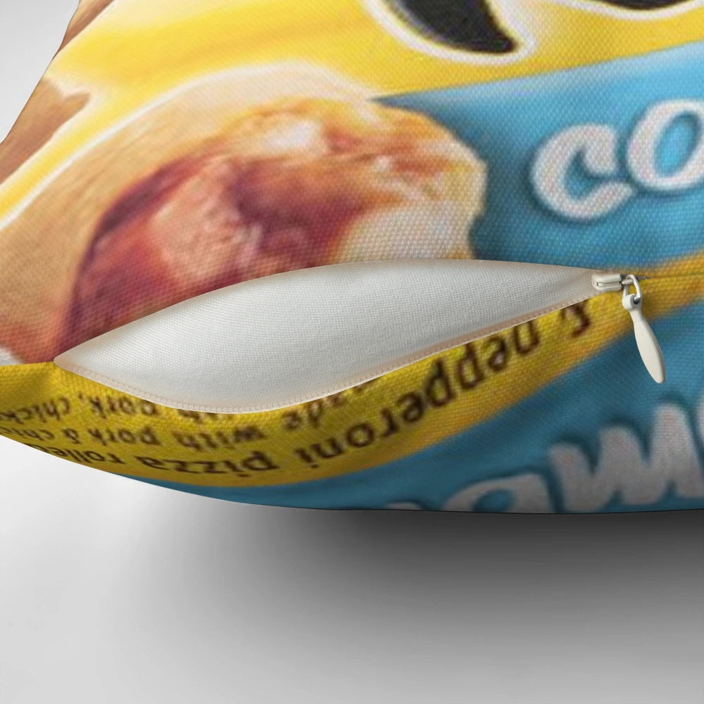 Soft, plush pillow in the shape of a pizza roll, perfect for food-themed home decor.