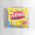 Soft and cozy pillow designed with a pizza rolls print, perfect for snacking enthusiasts.