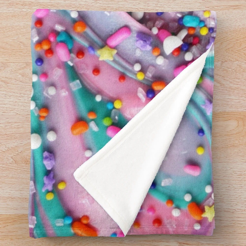 Colorful Candy Swirls Plush Blanket with Sprinkles