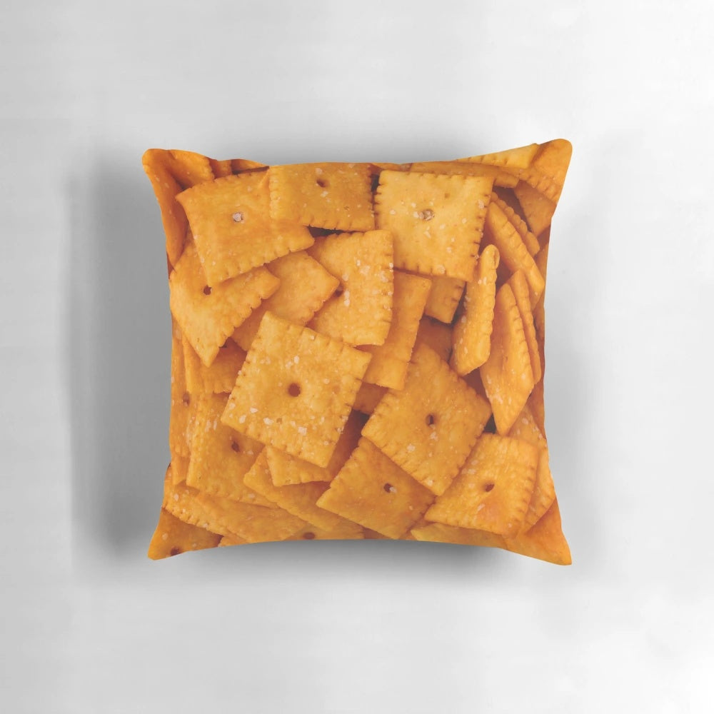 Pile of delicious cheesy crackers, a savory puffed snack for any occasion