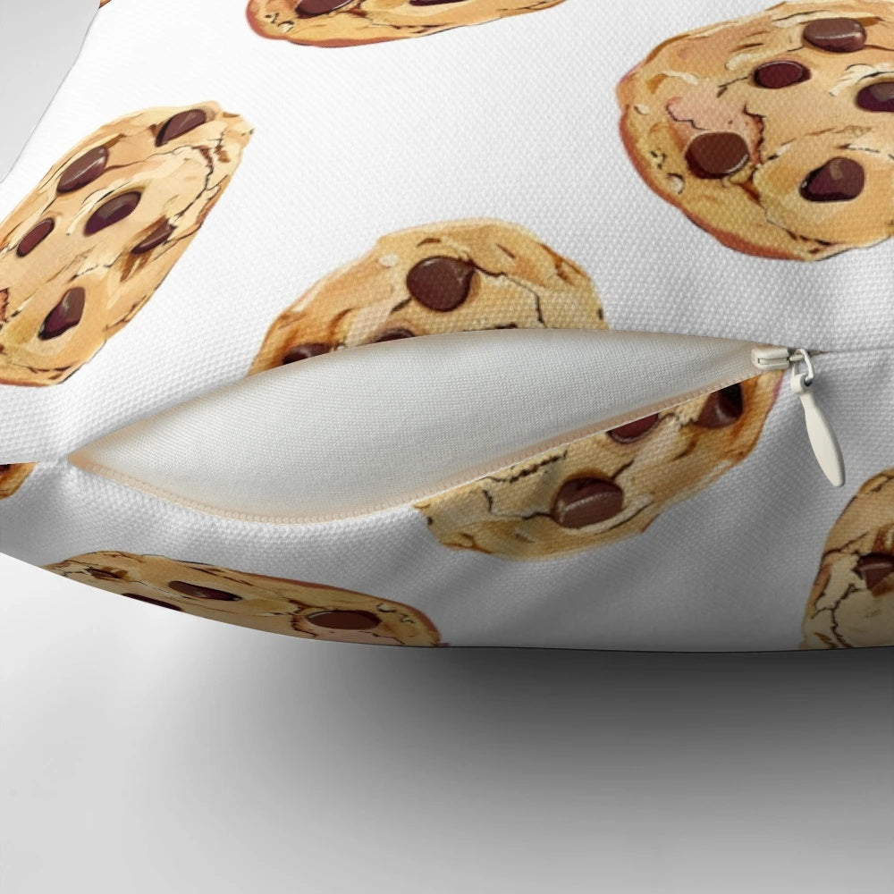 Soft and cozy pillow featuring a charming chocolate chip cookie pattern design