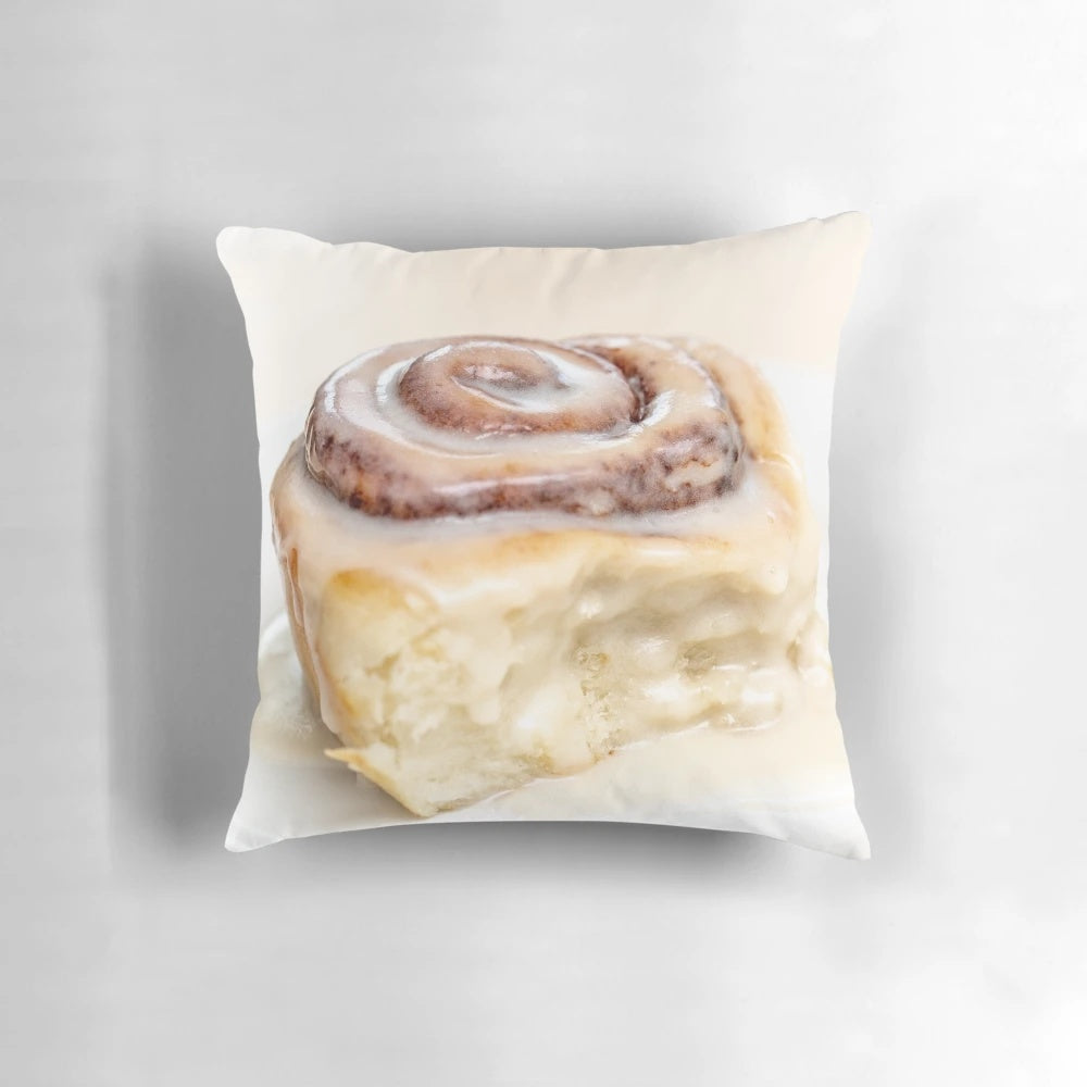 Soft, plush pillow designed like a mouthwatering cinnamon bun