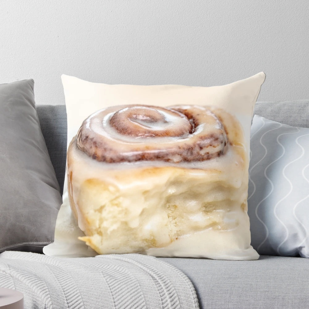 Soft, plush pillow designed like a mouthwatering cinnamon bun