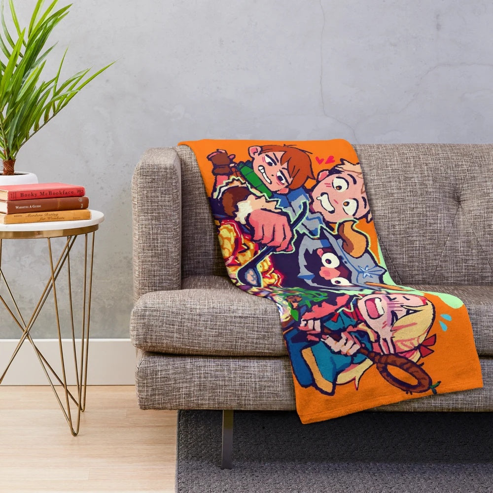 Delicious in Dungeon inspired plush blanket featuring anime and manga art