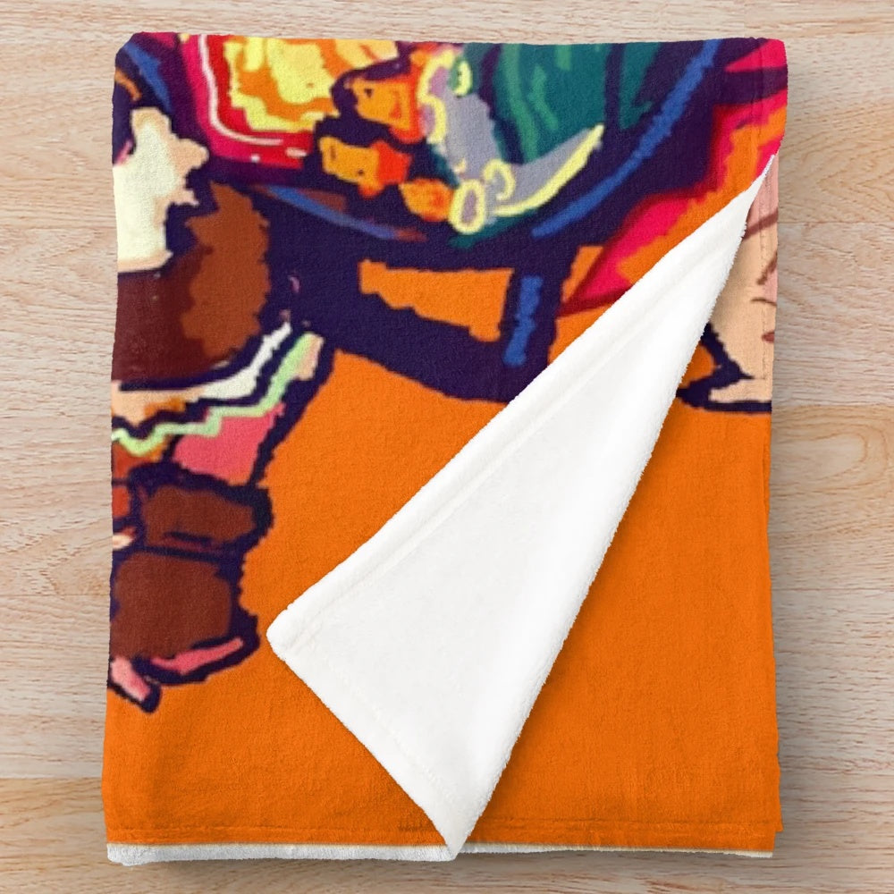 Delicious in Dungeon inspired plush blanket featuring anime and manga art