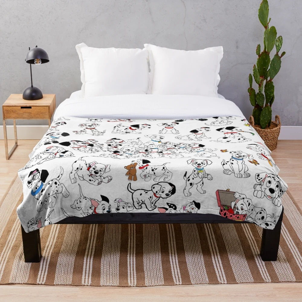 101 dalmatians plush blanket with cute cartoon puppies