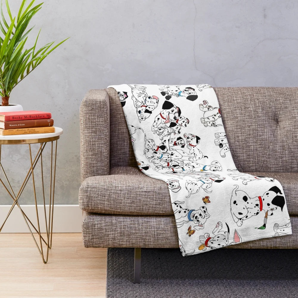 101 dalmatians plush blanket with cute cartoon puppies