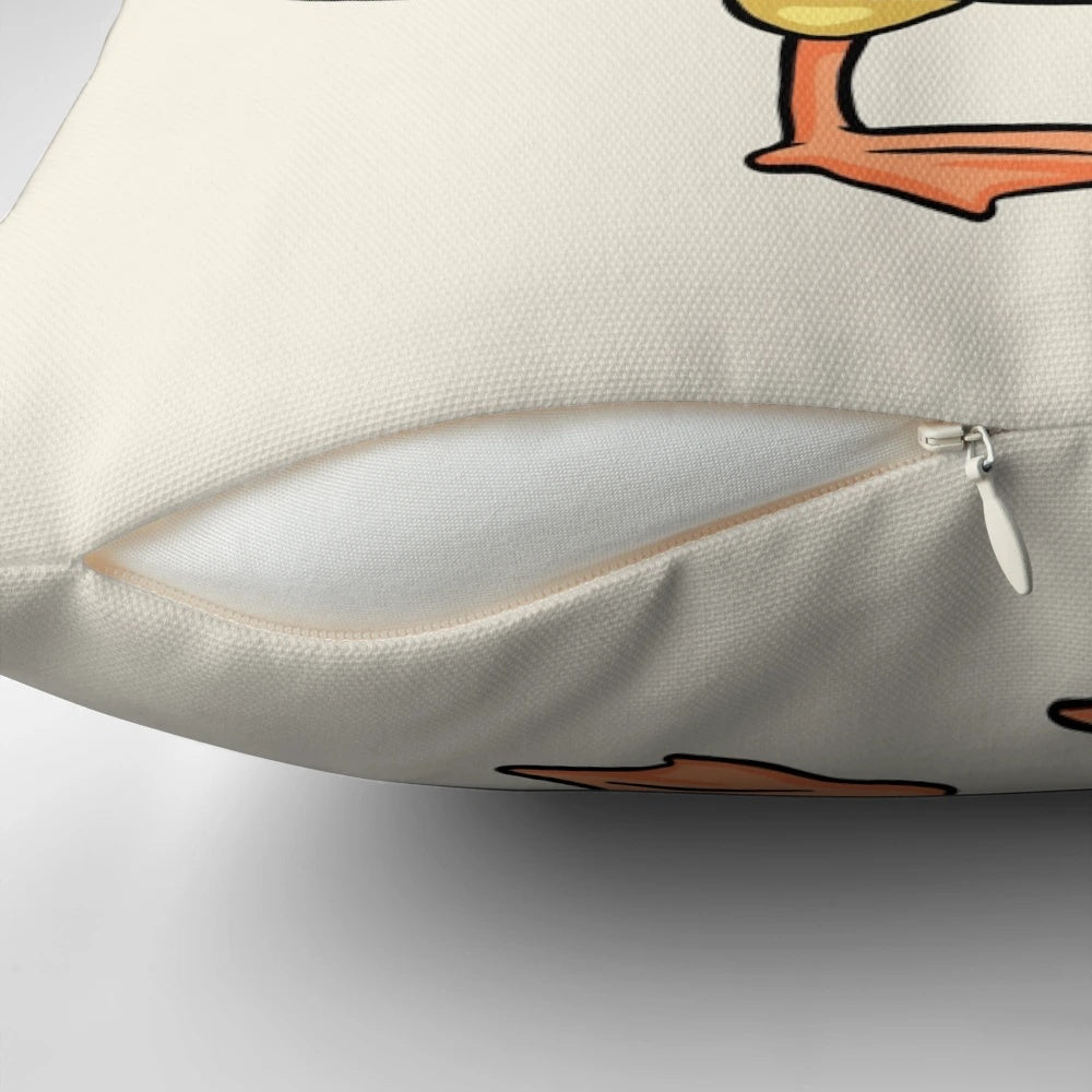 Whimsical double duck-shaped pillow in a vibrant yellow color