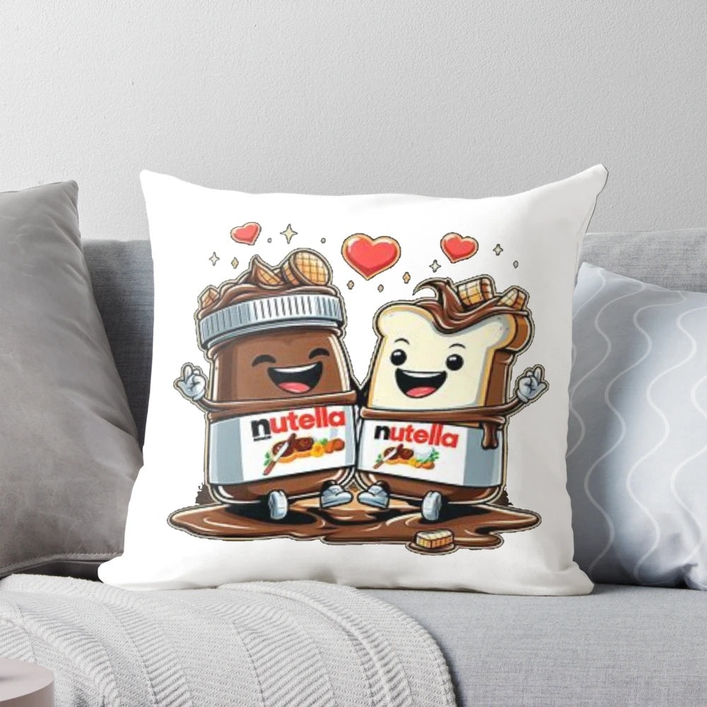 A plush, colorful pillow featuring the words "Happy Together" and a delicious-looking Nutella design