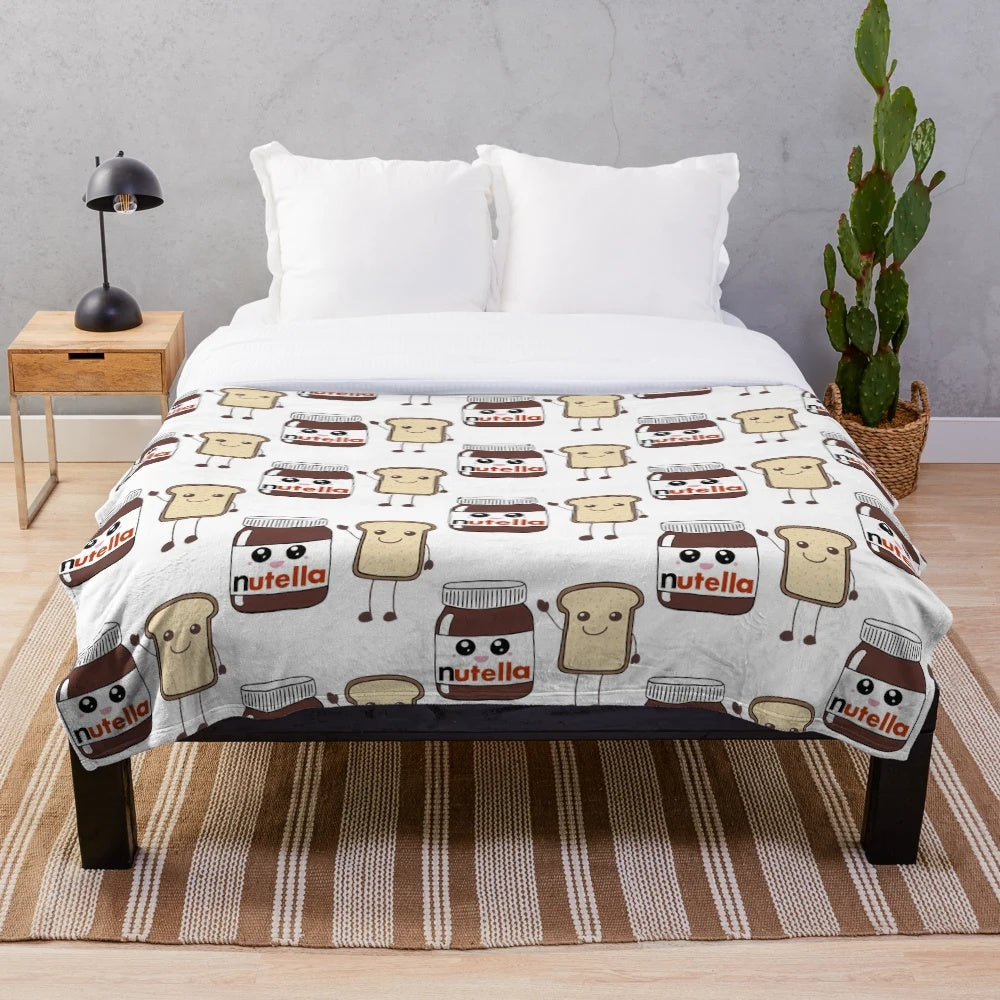 Nutella and bread inspired plush blanket with a cozy, comforting design