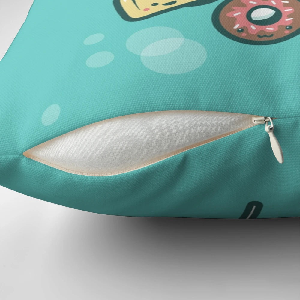 A soft, plush pillow featuring a colorful and whimsical dessert-themed design, perfect for adding a touch of sweetness to any room.