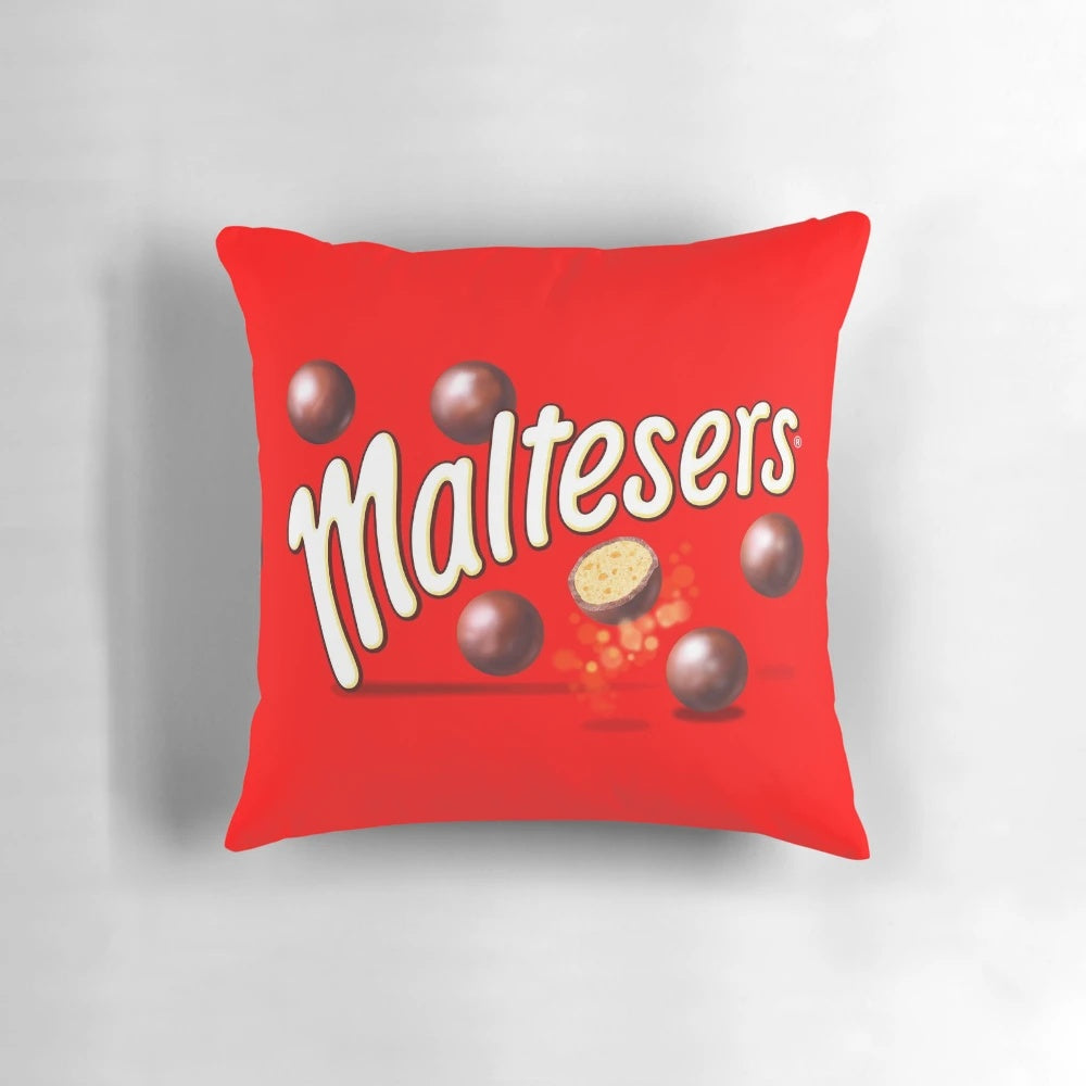 Soft, plush pillow in the shape of Malteasers chocolate candies