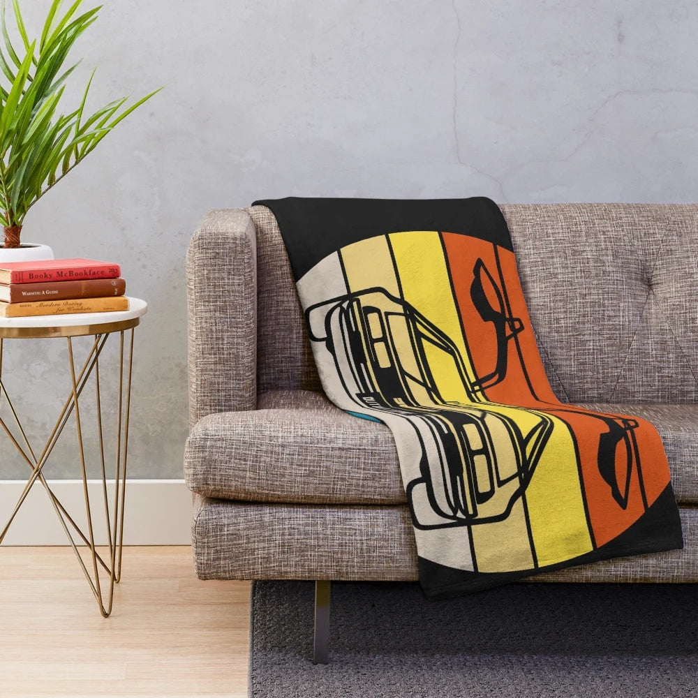 Delorean Sunset Plush Blanket - Cozy Throw for Back to the Future Fans