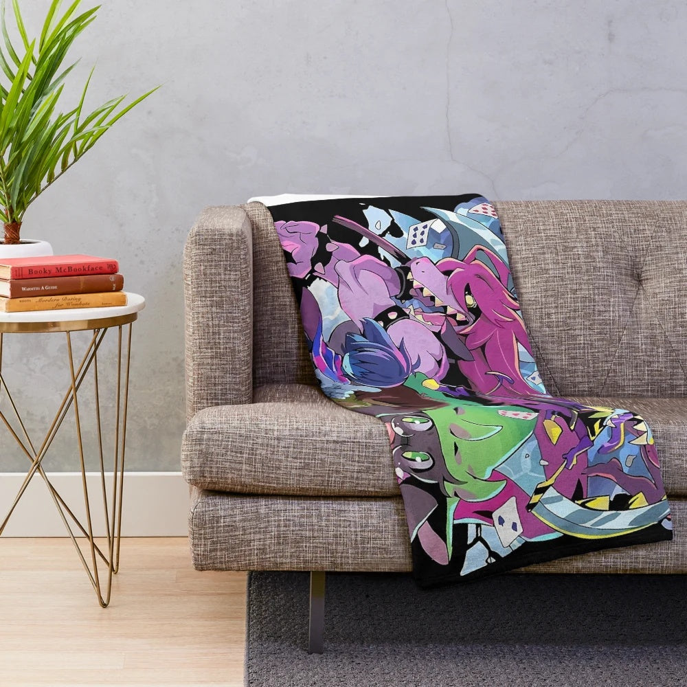Deltarune-inspired plush blanket featuring characters from the game